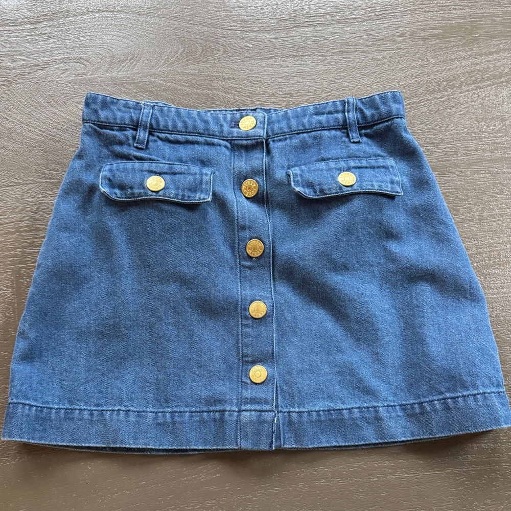 Crewcuts Blue Denim Skirt with Gold Buttons